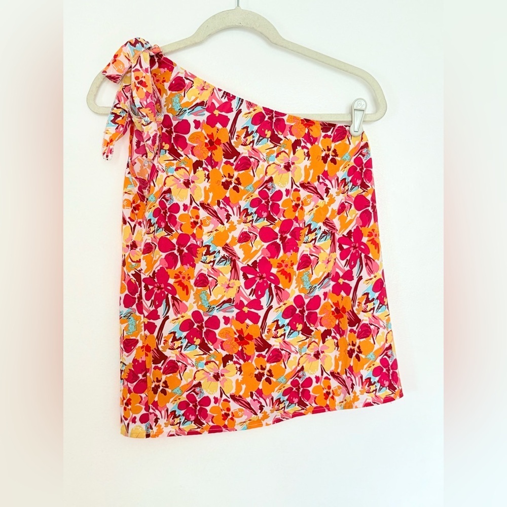 Pink & Orange Floral One Shoulder‎ Shirt